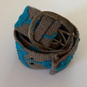 Pistil wool Peruvian belt khaki blue women’s large EUC